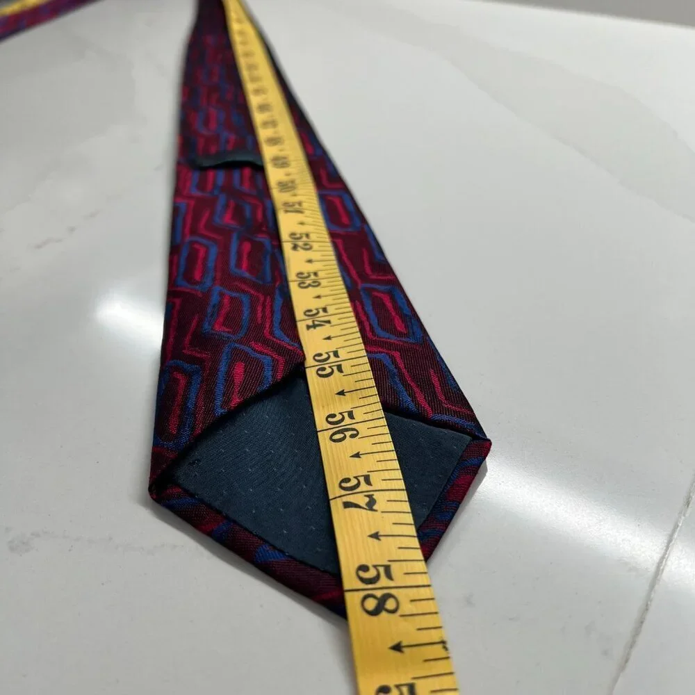 Portofino Vintage Mens Silk Necktie Red & Blue Italy Made 80s Party Club 58x3.5